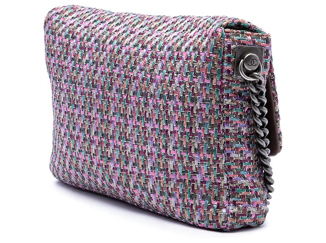 Chanel Purple CC Multicolor Tweed Flap - vista 2