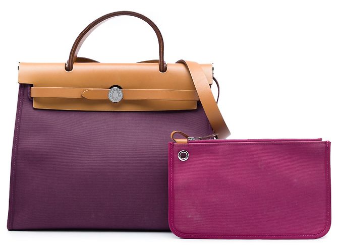 Hermès Purple Toile Verso Herbag Zip 31 - vista 6