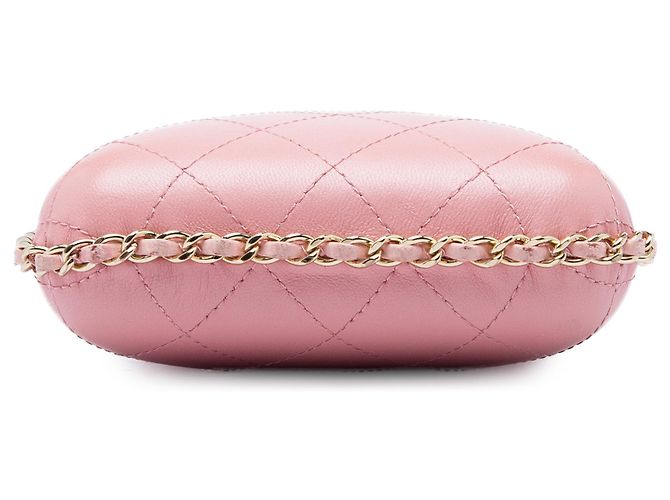 Chanel Rosa CC Stepplack-Lammleder Handyhalter mit Kette - Ansicht 3