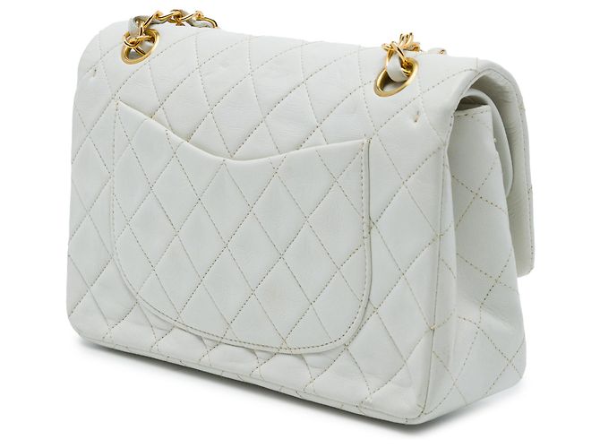 Chanel White Small Classic Lambskin Double Flap - vista 2