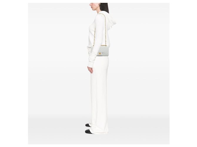 Chanel White Small Classic Lambskin Double Flap - vista 7