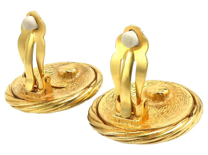 Orecchini a clip rotondi intrecciati Chanel Gold CC placcati oro - vista 13