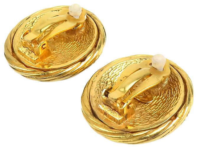 Orecchini a clip rotondi intrecciati Chanel Gold CC placcati oro - vista 3
