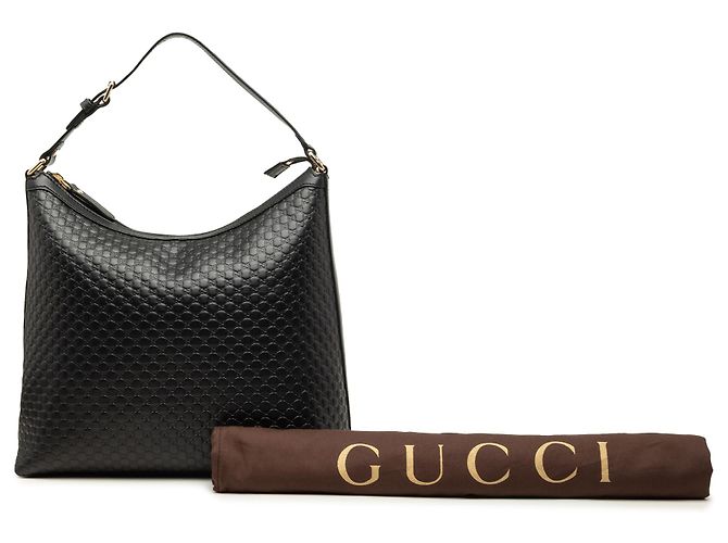Gucci Margaux Schultertasche in schwarzem Microguccissima - Ansicht 8