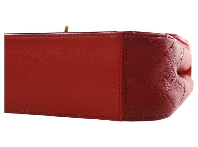 Chanel Red CC Tricolor Quilted Lambskin Single Flap - Ansicht 14