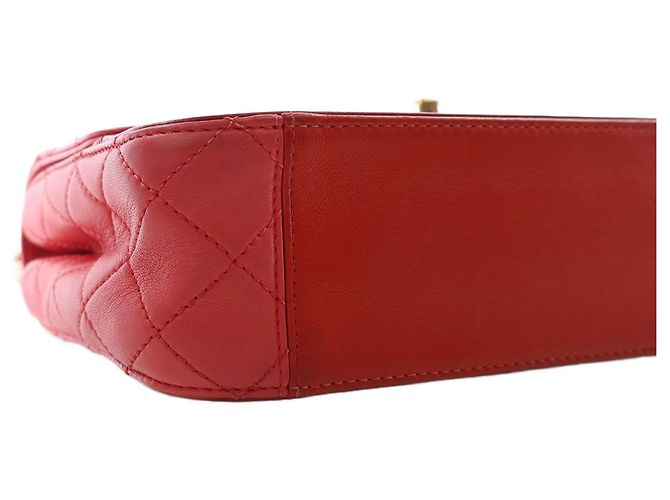 Chanel Red CC Tricolor Quilted Lambskin Single Flap - Ansicht 15