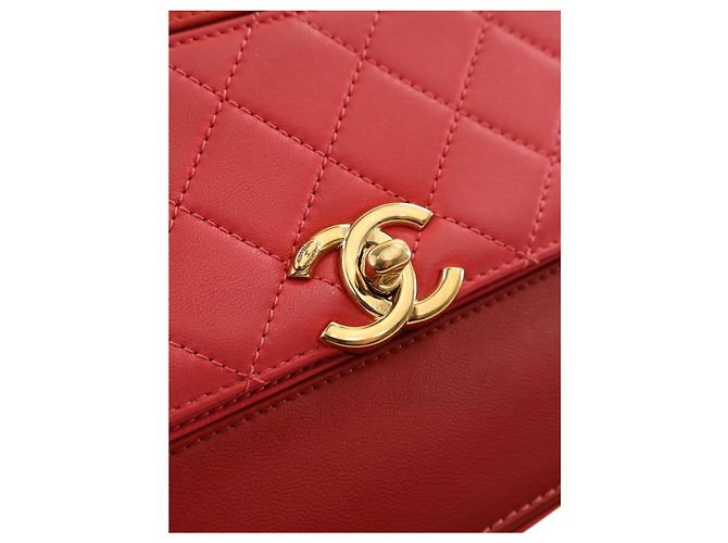 Chanel Red CC Tricolor Quilted Lambskin Single Flap - Ansicht 5