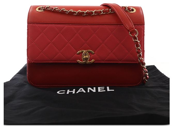 Chanel Red CC Tricolor Quilted Lambskin Single Flap - Ansicht 6