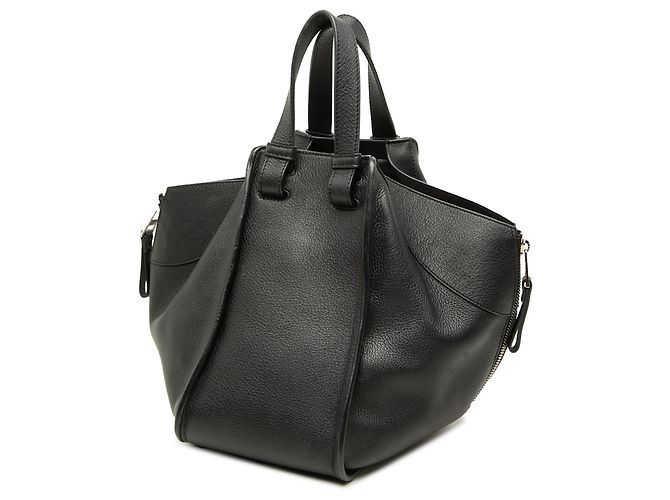 Bolsa Satchel Hammock pequena em couro preto LOEWE - vista 2