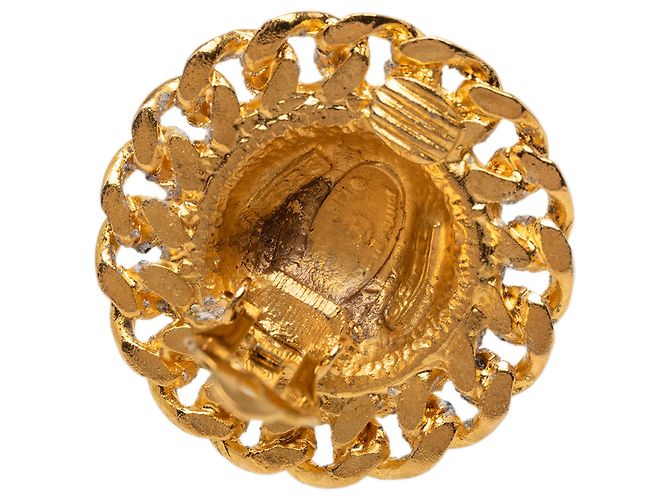 Orecchini a clip Chanel Gold CC placcati oro Matelasse con catena - vista 3