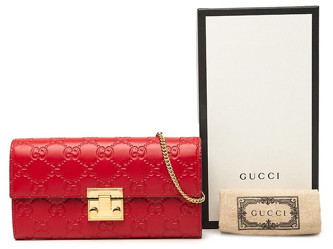 Padlock Portafoglio con catena Gucci Red Guccissima con lucchetto - vista 7
