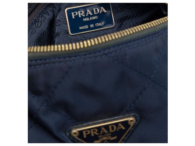 Prada Blue Impuntu Tessuto Chain Crossbody - vista 5