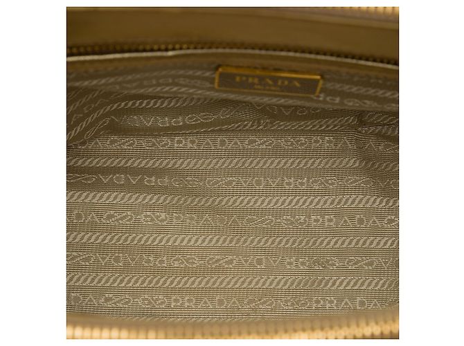 Prada Gold Mini Metallic Saffiano Lux Galleria Double Zip Satchel - vista 4