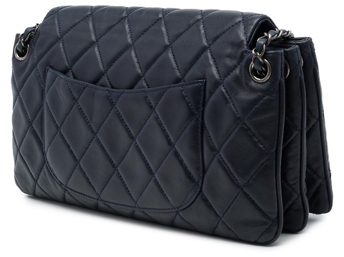 Chanel Blue CC Quilted Lambskin Accordion Flap - vista 2