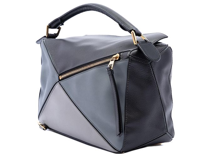 LOEWE Puzzle Satchel Medium aus tricolor Kalbsleder Grau - Ansicht 2
