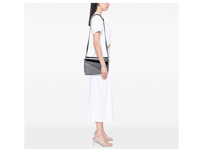 LOEWE Puzzle Satchel Medium aus tricolor Kalbsleder Grau - Ansicht 6