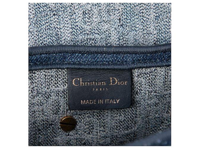 Dior Blue Oblique Embroidered Denim Saddle Bag - view 5