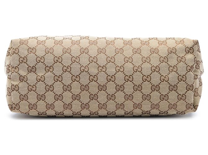 Borsa a tracolla Gucci in tela GG beige con fascia Web - vista 3