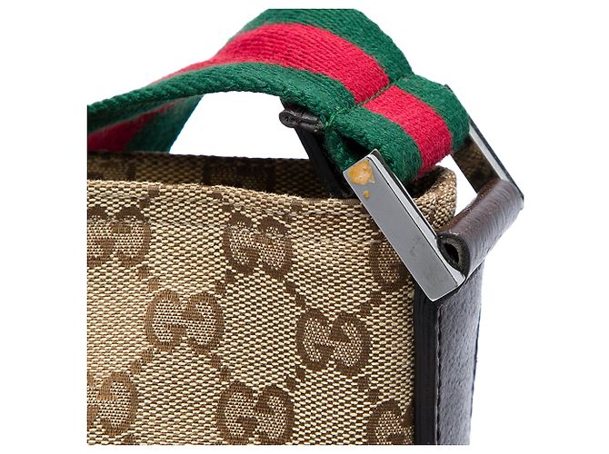 Borsa a tracolla Gucci in tela GG beige con fascia Web - vista 4