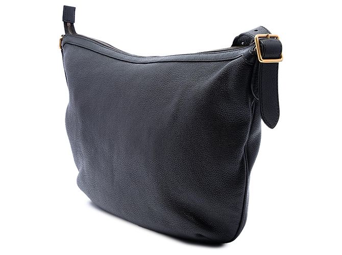 Borsa a tracolla a mezzaluna Gucci in pelle di vitello martellata nera con logo - vista 2
