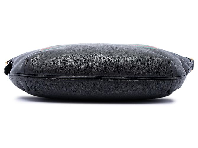 Borsa a tracolla a mezzaluna Gucci in pelle di vitello martellata nera con logo - vista 3