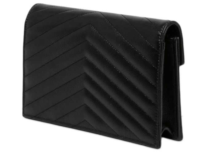 Autre Marque Portafoglio a catena a busta Saint Laurent Black Grain De Poudre Chevron Cassandre - vista 2