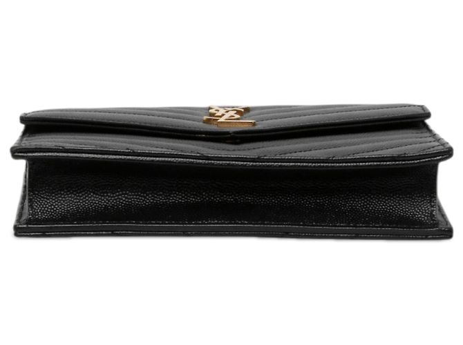 Autre Marque Portafoglio a catena a busta Saint Laurent Black Grain De Poudre Chevron Cassandre - vista 3