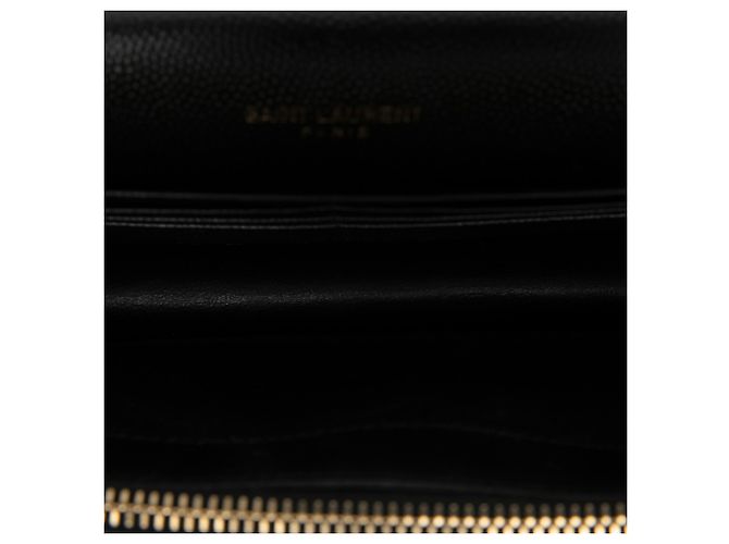 Autre Marque Portafoglio a catena a busta Saint Laurent Black Grain De Poudre Chevron Cassandre - vista 4