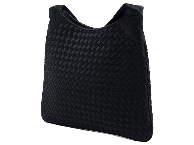 Borsa a tracolla Intrecciato in raso nero Bottega Veneta - vista 2