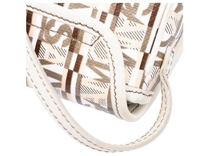 Salvatore Ferragamo Borsa a tracolla Ferragamo in PVC beige con stampa logo - vista 7