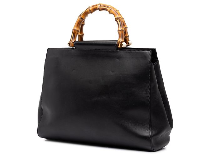 Bamboo Gucci Nymphaea Satchel aus schwarzem Leder Medium mit Bambus - Ansicht 2