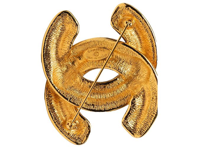 Chanel Gold CC Vergoldete Steppbroche - Ansicht 3