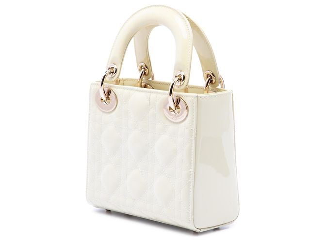 Dior White Mini Patent Cannage Lady Dior - vue 2
