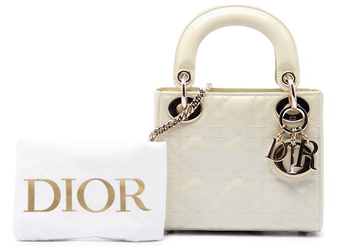 Dior White Mini Patent Cannage Lady Dior - vue 7