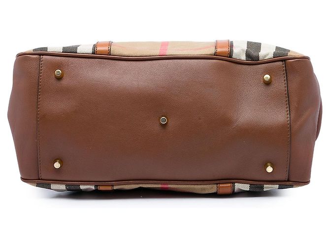 Borsa Satchel Milverton Burberry Brown Medium in tela House Check e pelle - vista 3