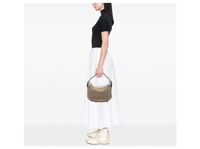 Borsa a tracolla Gucci Pelham in tela GG beige - vista 5