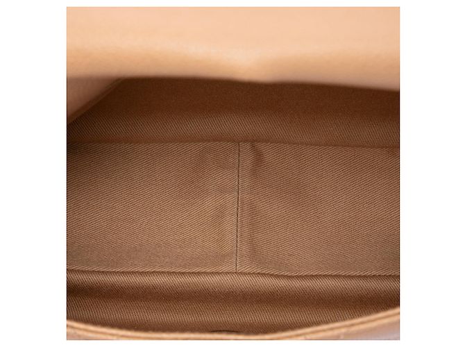 Chanel Beige CC Stitched Caviar Turnlock Top Handle Flap - vista 4