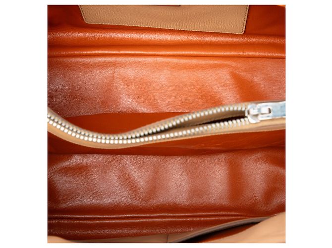 Prada Beige Saffiano Cuir Turnlock Twin Satchel - vista 4