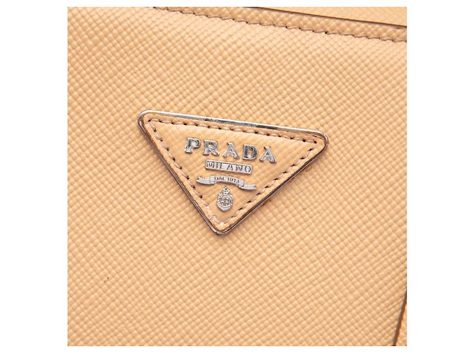Prada Beige Saffiano Cuir Turnlock Twin Satchel - vista 5