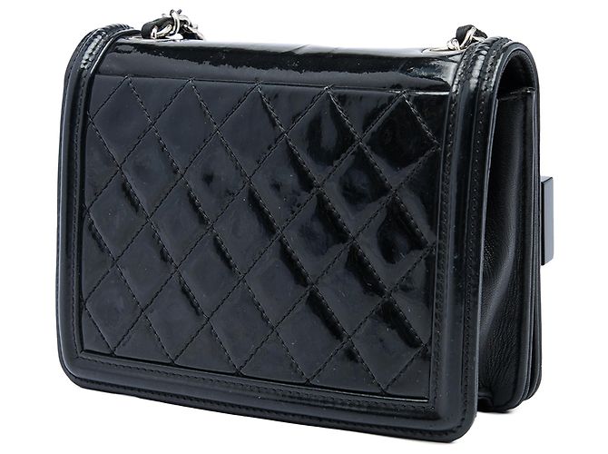 Chanel Black CC Patent and Acrylic Crystal Embellished Boy Brick Flap - Ansicht 2