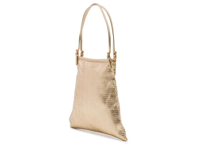 Prada Handtasche aus gold-metallic Kalbsleder mit gewebtem Schlitzmuster - Ansicht 2