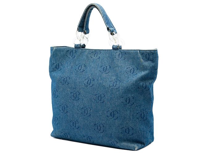 Borsa Tote Chanel Blue CC Denim - vista 2