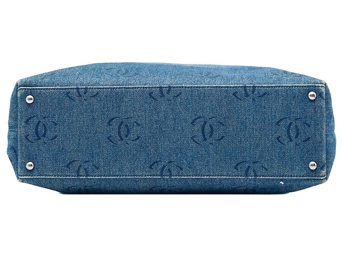 Borsa Tote Chanel Blue CC Denim - vista 3