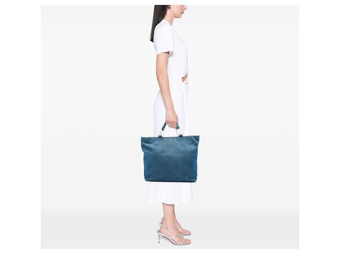 Borsa Tote Chanel Blue CC Denim - vista 5