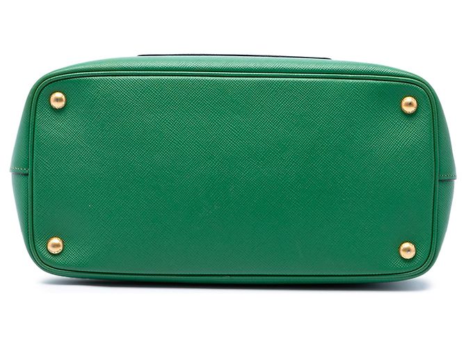 Sac cabas convertible Prada en cuir Saffiano vert avec poche frontale - vue 3