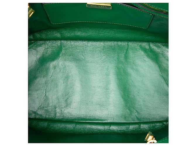 Sac cabas convertible Prada en cuir Saffiano vert avec poche frontale - vue 4