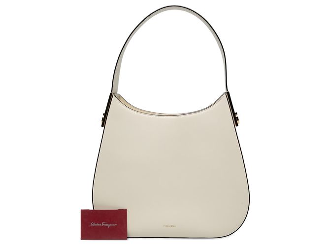 Salvatore Ferragamo Ferragamo White Medium Calfskin Smile Hobo - vista 6