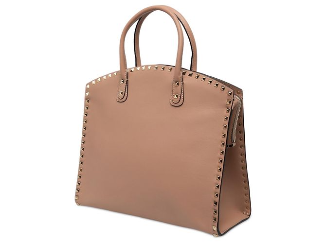 Bolso Shopper Rockstud Dome Valentino de cuero marrón - vista 2