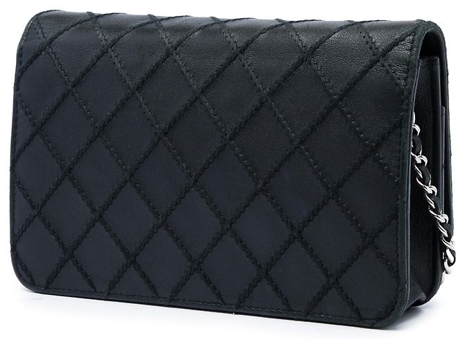Chanel Black CC Lambskin Wild Stitch Wallet on Chain - vista 2