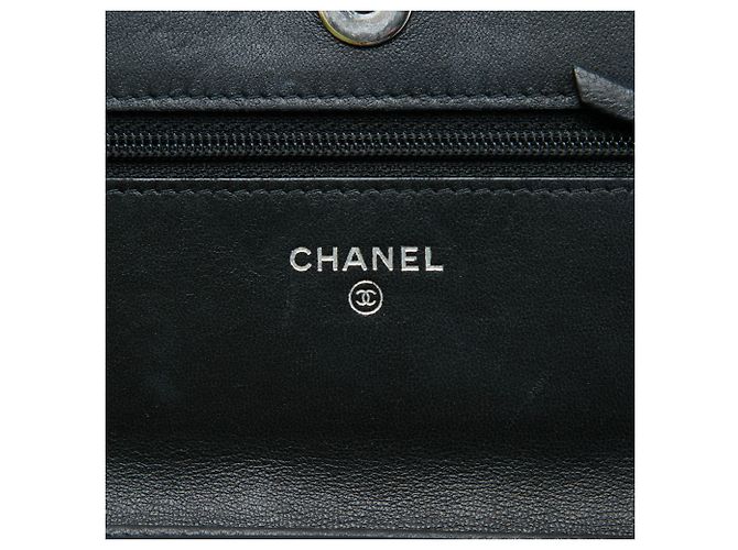 Chanel Black CC Lambskin Wild Stitch Wallet on Chain - vista 5